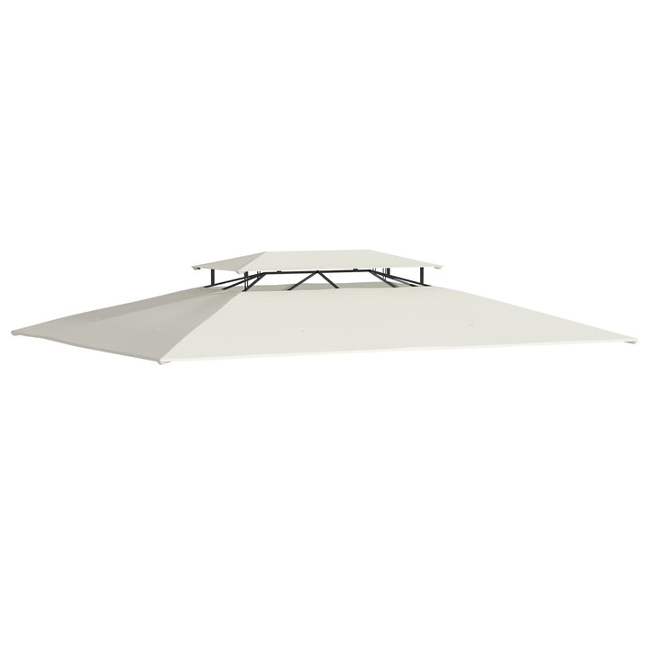 Teto de Substituição 4x3m para Pérgola de Jardim 2 Níveis Respirável com 8 Orifícios de Drenagem Cobertura Superior de Substituição para Pérgola Exterior Bege
