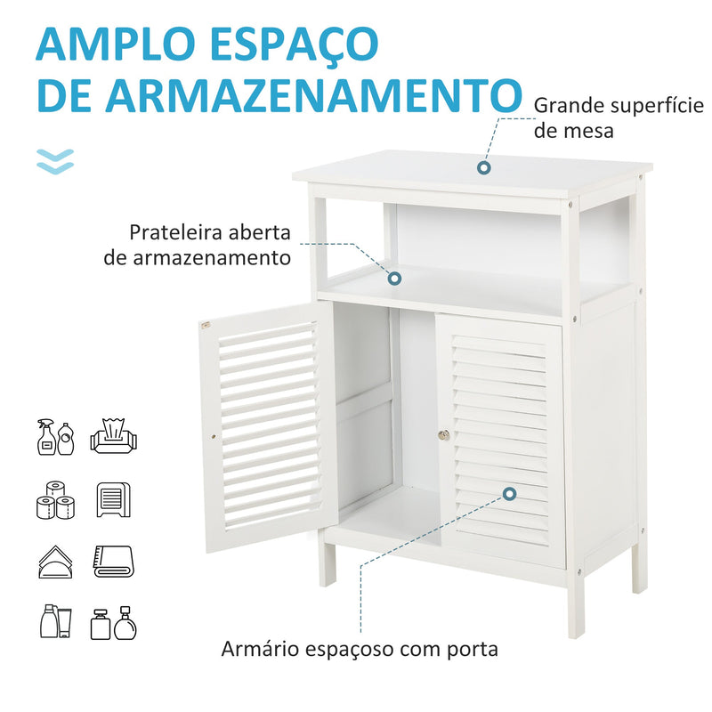 Armário de banheiro auxiliar com 2 portas Prateleiras 60x30x81,6 cm Branco