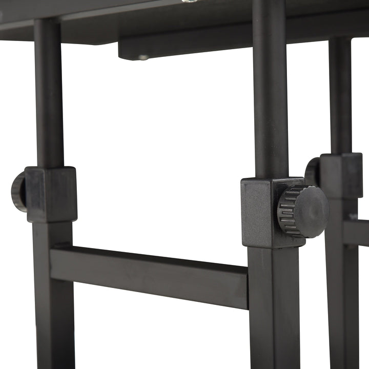 Mesa Lateral para Sofá Mesa lateral em Forma de C com 4 rodas Giratórias Freios Altura Ajustável 3 níveis Estrutura Metálica 80x40x72-82cm Preto