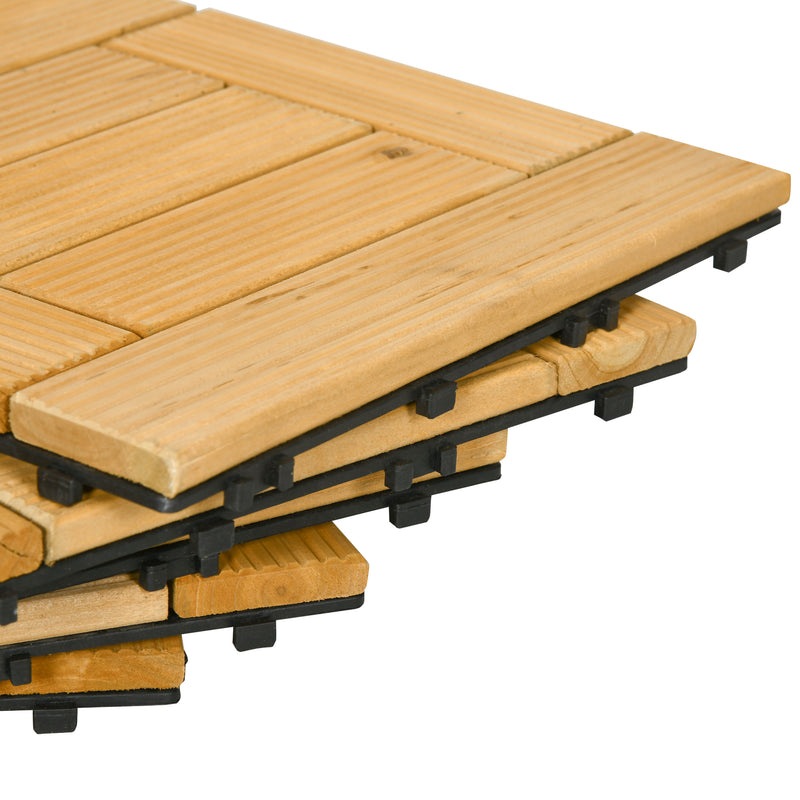 Conjunto de 27 Peças de Deck de Madeira para Exterior 30x30cm Área de 2,5m² Ladrilhos para Exterior com Sistema Clic para Balcão Terraço Jardim Madeira