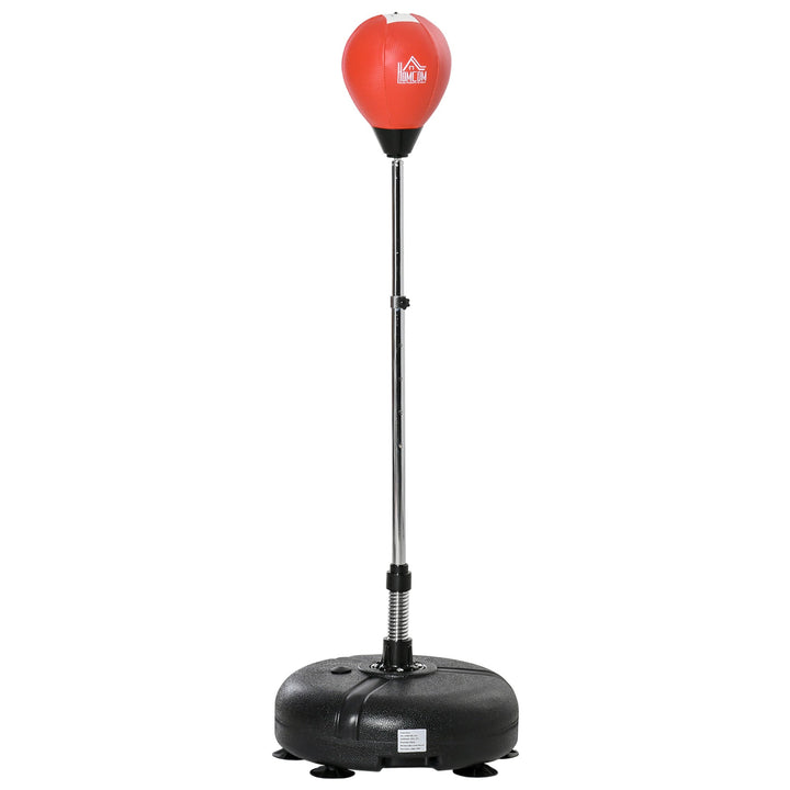 Saco de Boxe de Pé com Altura Ajustável de 4 Níveis Punching Ball com Base Preenchida Luvas e Inflador para Adultos e Adolescentes Ø45x132-158cm Preto e Vermelho