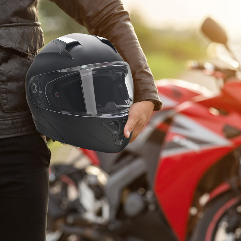 Capacete de Moto Integral Tamanho L-59cm com Dupla Viseira Cabeçote Anticolisão com Certificação Europeia Unisex Cor Preta