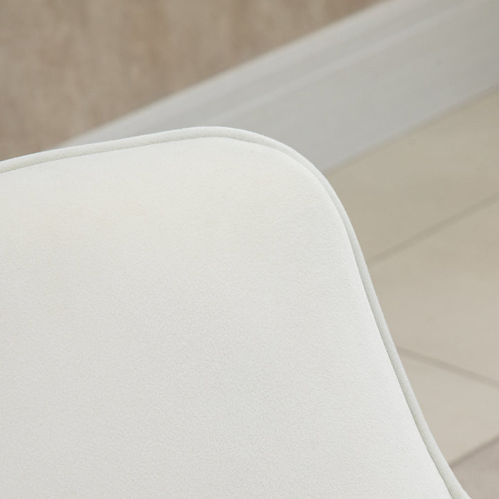 Poltrona de Sala de Estar Estofada em Veludo Poltrona Relax Moderna com Apoio para os Braços Acolchoados Pés de Madeira e Base Cruzada para Dormitório 67x65x74cm Branco Creme