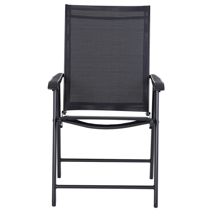 Conjunto de 2 cadeiras dobráveis para exteriores com braços Cadeiras para varanda Jardim Terraço 58x64x94 cm Preto Carga 100kg
