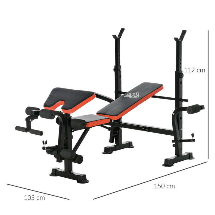 Banco de Pesos Multifuncional Banco de Musculação com Encosto Ajustável Suporte de Barras para Fitness Treinamento Completo 105x150x112cm Preto