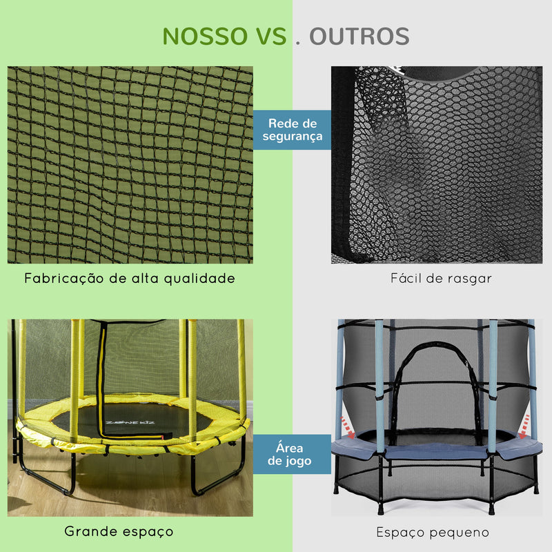 Trampolim Infantil Ø110 cm Trampolim para Crianças de 1-10 Anos com Rede de Segurança Barra Ajustável para Interior e Exterior Ø140x120-140 cm Amarelo