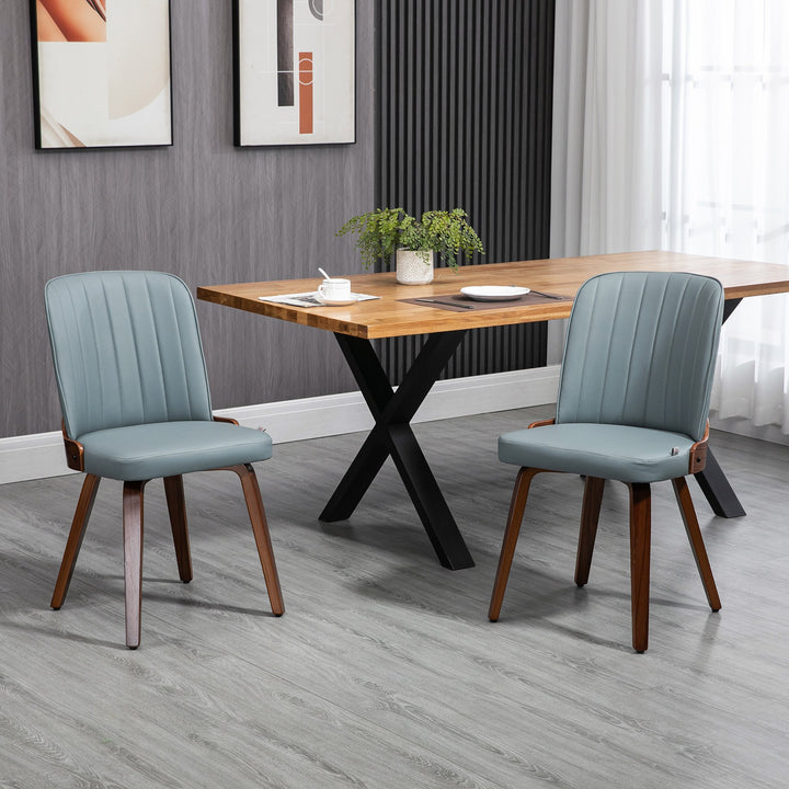 Conjunto de 2 Cadeiras de Sala de Jantar Modernas Cadeiras de Cozinha com Assentos Estofados em PU e Pés de Madeira Carga Máxima 120kg 47,5x55x85cm Cinza e Madeira