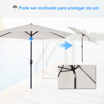 Guarda-Sol Reclinável com Manivela de Alumínio com Tela de Poliéster para Jardím Pátio Terraço - F270x235 cm