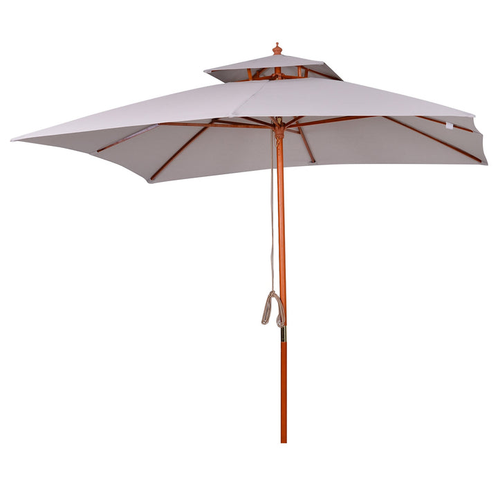 Grande Guarda-sol de jardim com design de dois níveis poliéster 300x300x297 cm - Cinza Claro