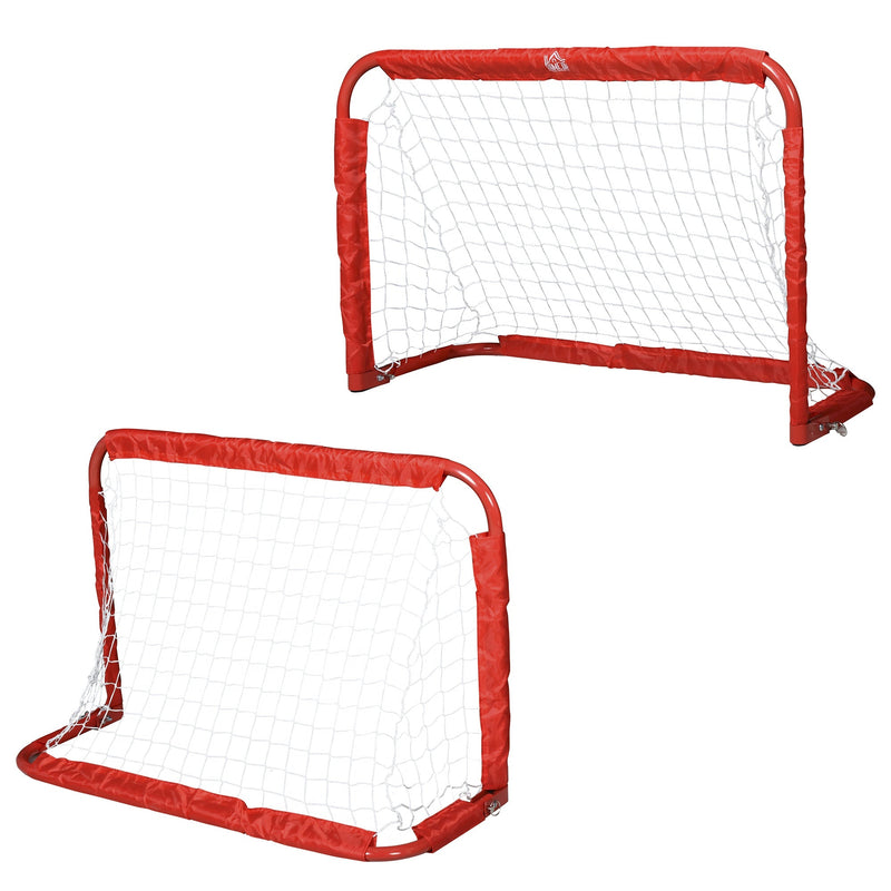 Conjunto de 2 balizas de futebol dobráveis ??com rede Tetrolon 90x36x 60cm vermelho