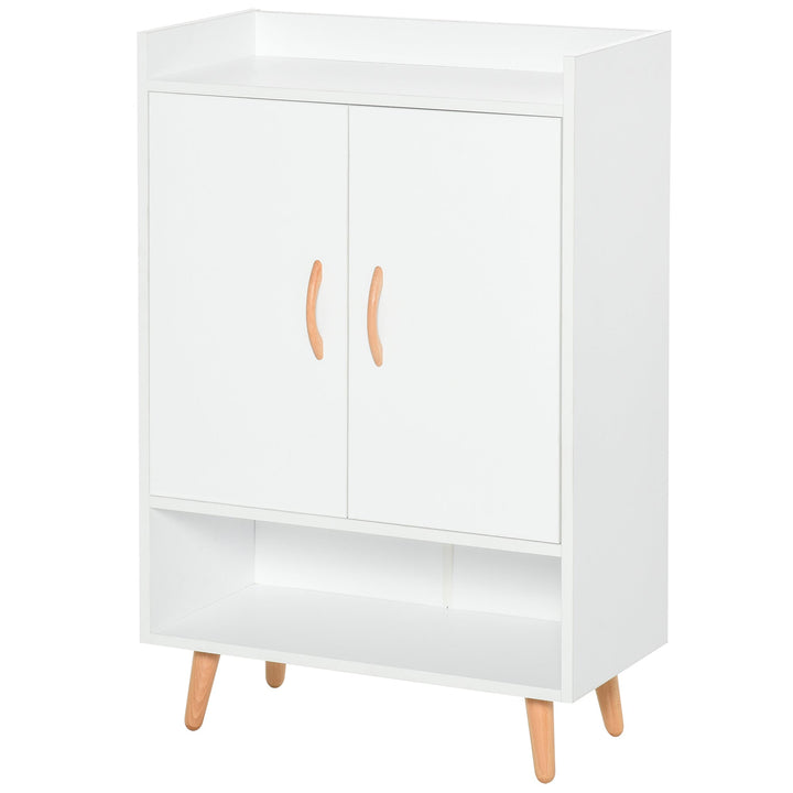 Móvel Sapateiro de 2 Portas Moderno Móvel Auxiliar para 12 Pares de Sapatos com 4 Prateleiras para Entrada Sala de Estar Dormitório 60x30x92cm Branco