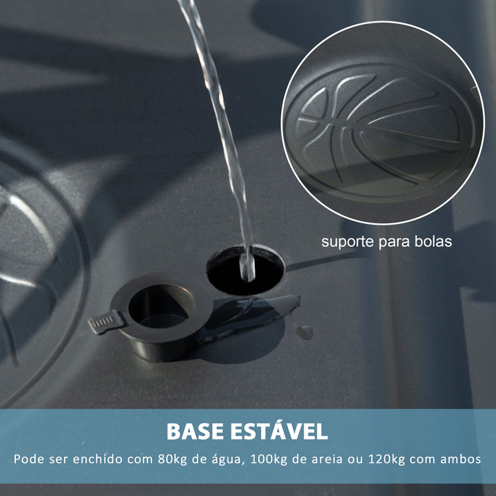 Cesta de Basquetebol com Rodas Altura Ajustável 260-305cm Cesta de Basquetebol Portátil com Tabela de PVC e Base para Exteriores 90x83x310-360cm Branco