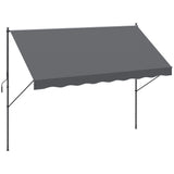 Toldo Manual Retrátil 300x170x200-290cm Toldo Ajustável com Manivela Proteção Solar UV40+ para Varanda Jardim Cinza