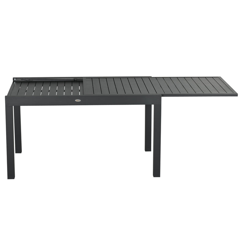 Conjunto Móveis de Jardim 9 Peças Conjunto de Refeição para Varanda com Mesa Extensível 8 Cadeiras Empilháveis Estrutura de Alumínio e Assento de Textilene 135-270x89x74cm Cinza