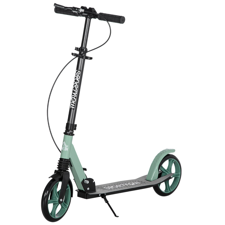 Trotinete Dobrável para Adultos e Crianças acima de 14 Anos Trotinete com Guiador Ajustável Rodas Grandes de 200mm Amortecimento e Travão Carga Máxima 100kg 91,5x36,5x91-104cm Verde