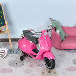 Mota elétrica Vespa para crianças acima de 3 anos com Faróis Música e 2 Rodas Auxiliares 108x49x75 cm Rosa