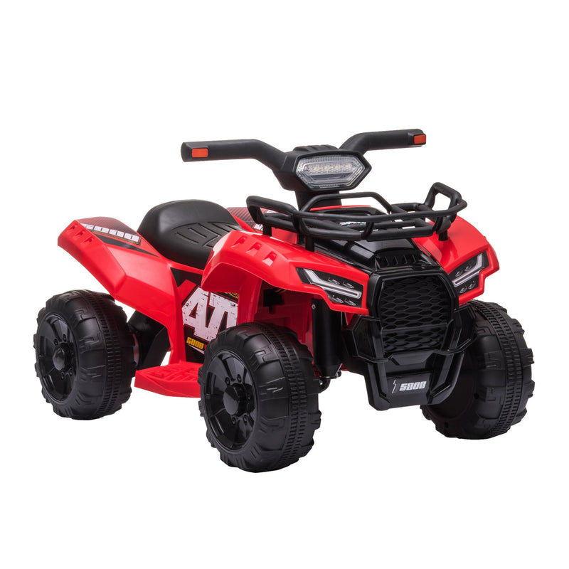 Quadriciclo Elétrico para Crianças de 18-36 Meses Veículo Elétrico a Bateria 6V Infantil com Faróis LED Velocidade 2km/h 66x44x42cm Vermelho