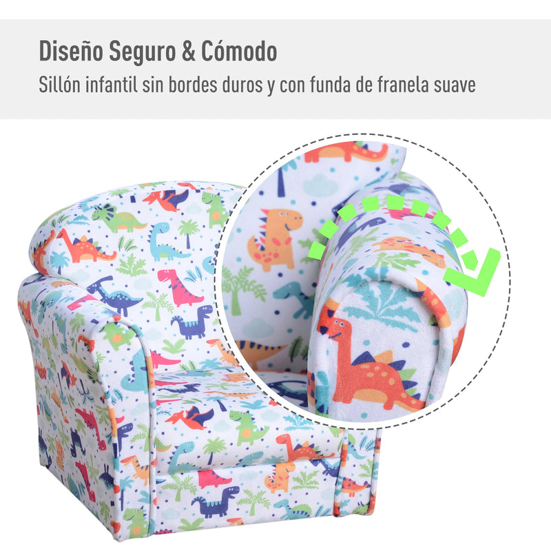 Poltrona Infantil Sofá Poltrona para Crianças com Desenhos Mini Sofá 50x39x44cm Capa de Flanela Moldura de Madeira