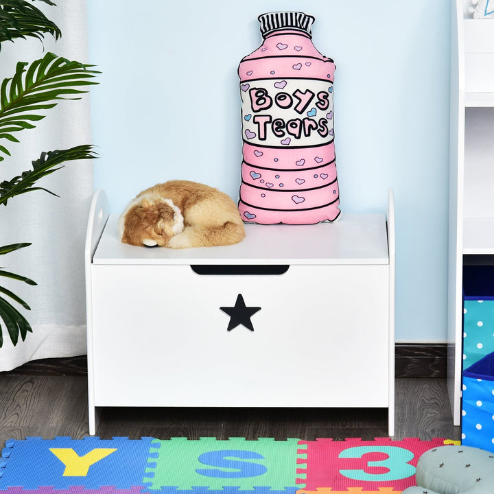 Organizador de brinquedos para criança desenho seguro amplo espaço de armazenamento carga 11 kg 62x40x46,5 cm Branco