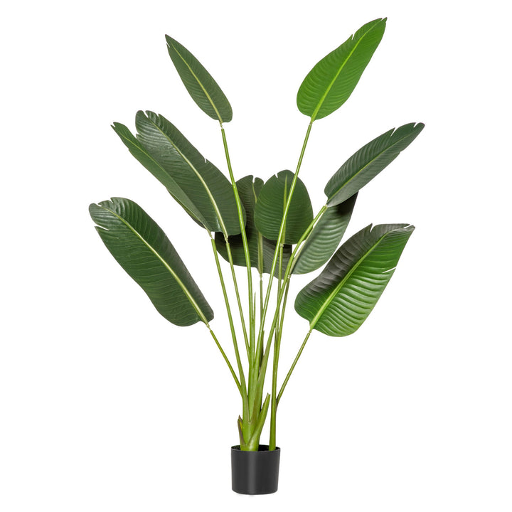 Planta Artificial Bananeira de 160cm com Vaso e 10 Folhas Realistas Planta Tropical Sintética para Decoração em Interior e Exterior Escritório Casa Verde