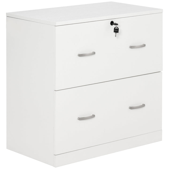 Armário de Arquivos com Gavetas para Escritório para Documentos em Tamanho A4 Fechadura e 2 Chaves para Estúdio Escritório 74x42x72cm Branco