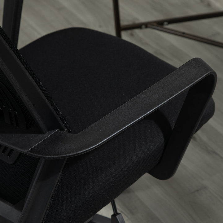 Cadeira de escritório ergonômica giratória ajustável em altura com apoio de braços e apoio lombar Tecido respirável 61x58.5x89-99 cm Preto