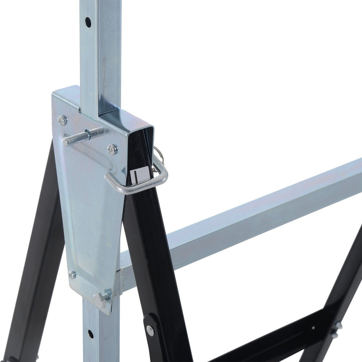 Conjunto de 2 Andaimes Cavalete telescópico Altura Ajustável Dobrável Metálico Quadrado Estável Carga 200kg Aço 68x58x80-130 cm Preto