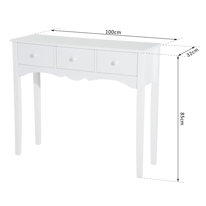 Mesa consola tipo aparador com 3 Gavetas em Cor Branco e Material Madeira 100x32x85cm