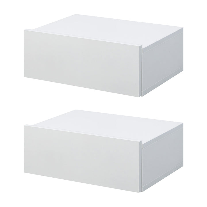 Conjunto de 2 Mesas de Cabeceira com 1 Gaveta Desenho Montado na Parede Estilo Moderno para Dormitório 40x30x15cm Branco