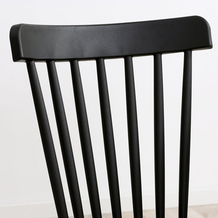 Conjunto de 4 Cadeiras Estilo Nórdico Cadeiras de Cozinha com Encosto Alto Assento de Polipropileno e Pés de Madeira de Faia Carga Máx. 120kg 43x52,5x83cm Preto e Madeira