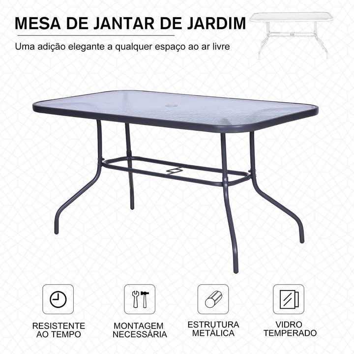 Mesa de exterior retangular com furo 140x80x70cm Cinza carvão