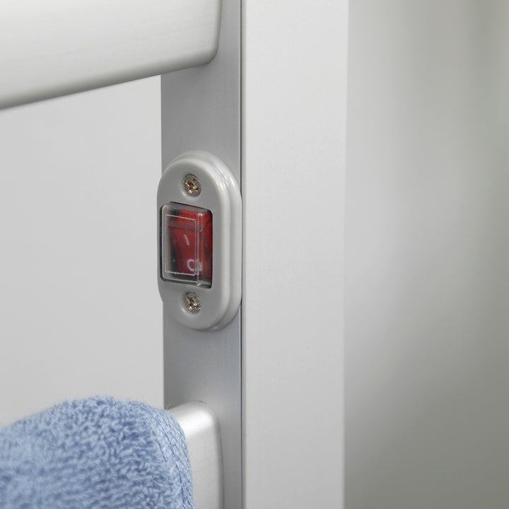 Toalheiro Elétrico para Casa de Banho 140W IPX4 Aquecedor de Toalhas Parede ou Chão com 6 Barras Liga de Alumínio 90x36x69cm Prata