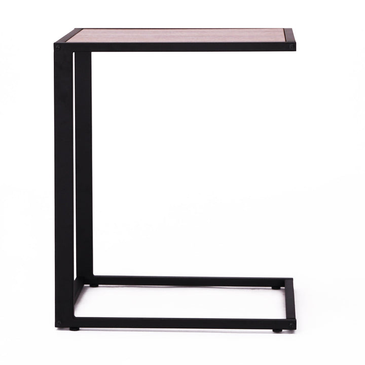 Mesa Lateral para sofá em estrutura de metal em forma de C para sala de estar e quarto 40,6x50,8x63,5 cm Cor de Noz