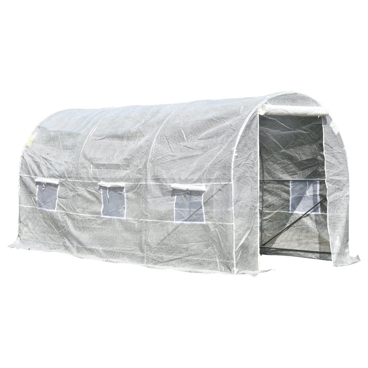 Estufa de jardim 4x2x2m com 6 janelas Cobertura PE 140g / ? Estrutura de aço impermeável