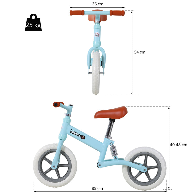 Bicicleta Sem Pedais Para Crianças Acima de 2 Anos Bicicleta de Treino Equilíbrio 85x36x54 cm Azul