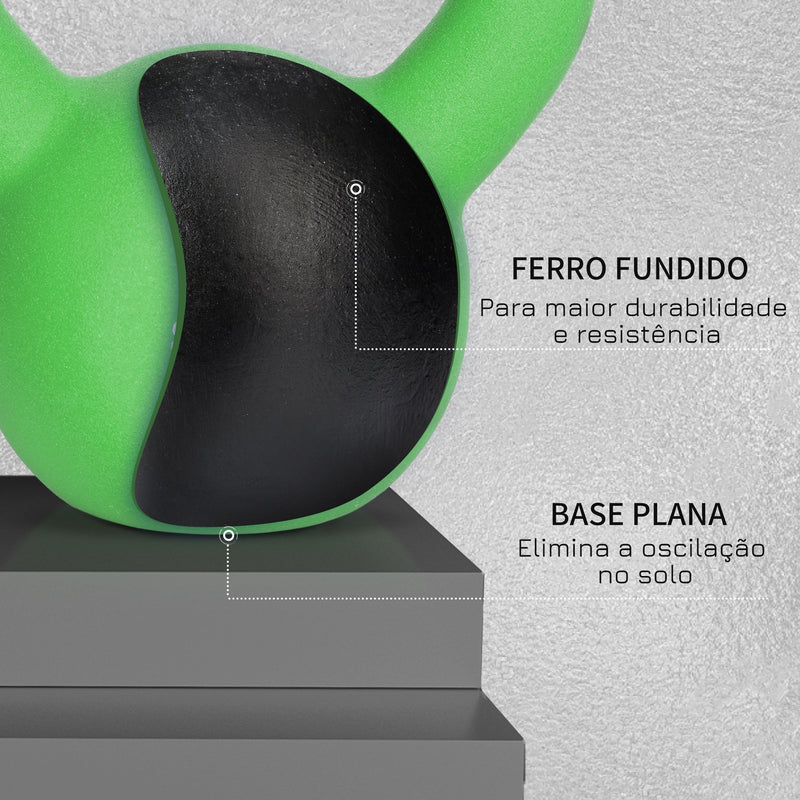 Kettlebell de 12kg de Ferro Fundido Haltere Kettlebell com Revestimento de Neoprene para Treinamento de Força Casa Ginásio 20x13x23cm Verde