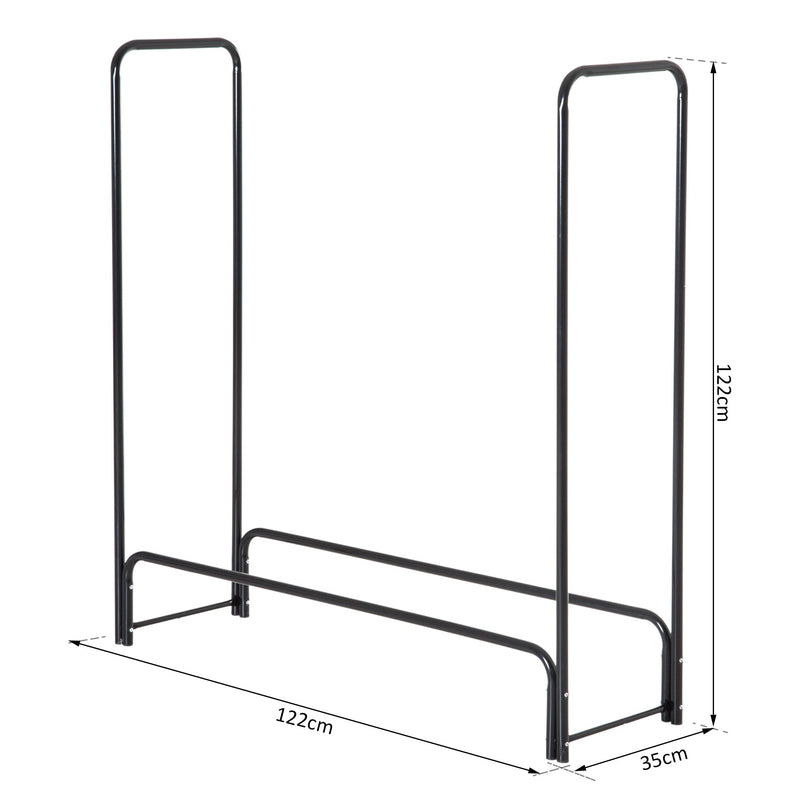 Suporte de lenha Prateleira de lenha Lareira Ferramenta 122x35x122cm carga 150kg