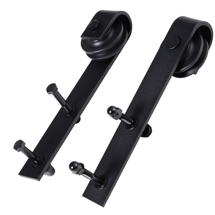 Kit de acessórios para porta de celeiro deslizante Porta de montagem Conjunto de peças de metal Trilhos de rolo de aço carbono