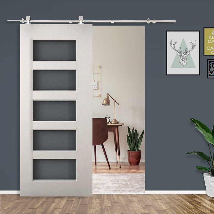 Kit para porta deslizante de madeira em trilho de aço inoxidável - 2,5x200cm