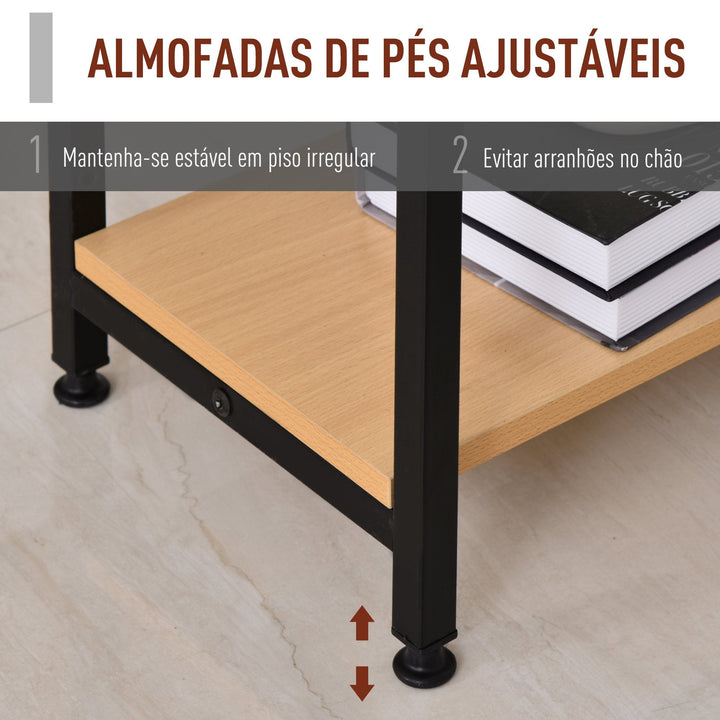 Mesa para Computador com 2 Prateleiras Pés Ajustáveis ??106x50x76 cm Cor Madeira