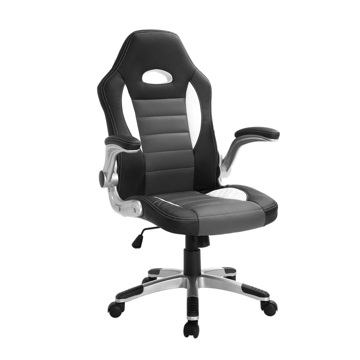Cadeira de Escritório ergonómica Altura ajustável Com 5 rodas 65x69x(112-122) cm Preto e cinza