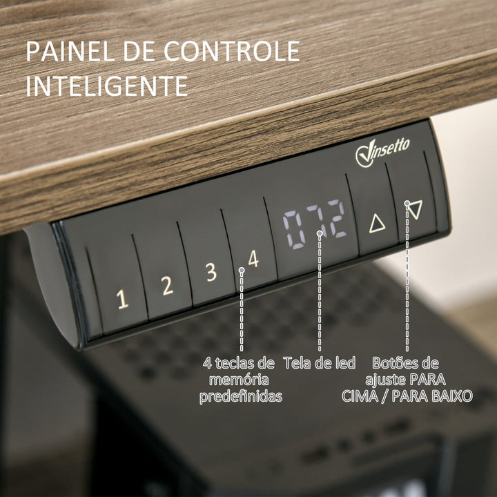 Secretária elétrica de pé Mesa ajustável em altura para escritório com 4 teclas de memória automática inteligente 120x60x72-116 cm moldura preto