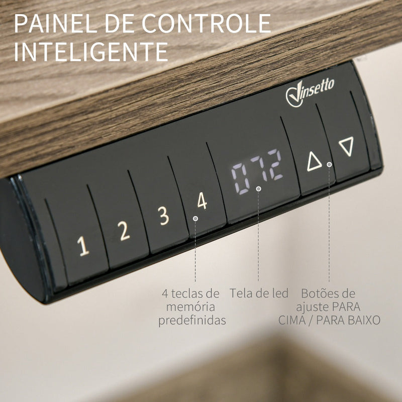 Secretária elétrica de pé Mesa ajustável em altura para escritório com 4 teclas de memória automática inteligente 120x60x72-116 cm moldura branca