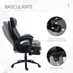 Cadeira de Escritório Ergonómica Cadeira de Escritório com Altura Ajustável com Encosto Inclinável em até 130° Função Basculante e Apoio para os Pés Retrátil Aço 73x66x112-118cm Preto