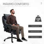 Cadeira de Escritório Ergonómica Cadeira de Escritório com Altura Ajustável com Encosto Inclinável em até 130° Função Basculante e Apoio para os Pés Retrátil Aço 73x66x112-118cm Preto