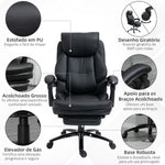 Cadeira de Escritório Ergonómica Cadeira de Escritório com Altura Ajustável com Encosto Inclinável em até 130° Função Basculante e Apoio para os Pés Retrátil Aço 73x66x112-118cm Preto