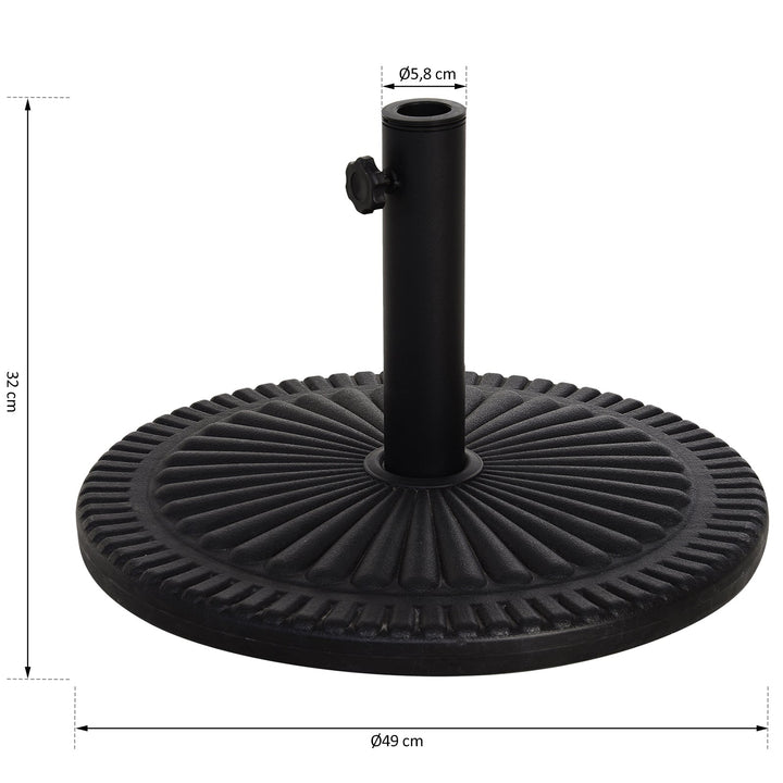 Base de guarda-sol para postes de diferentes diâmetros preto