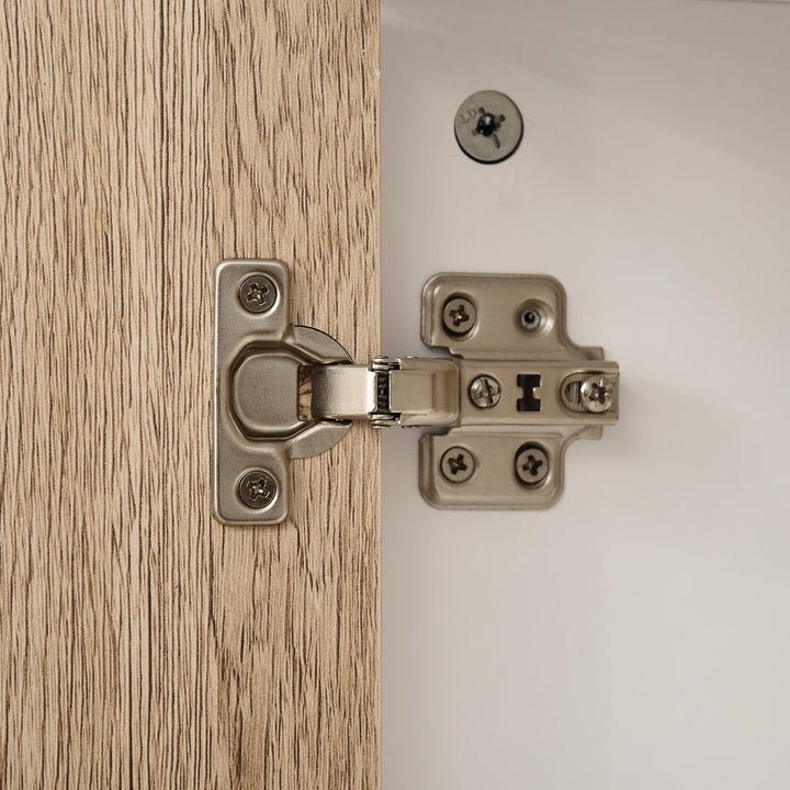 Coluna Casa de Banho Armário Alto Auxiliar de Casa de Banho com 2 Portas e 6 Prateleiras para Duche Estilo Moderno 30x31,5x169cm Branco e Carvalho