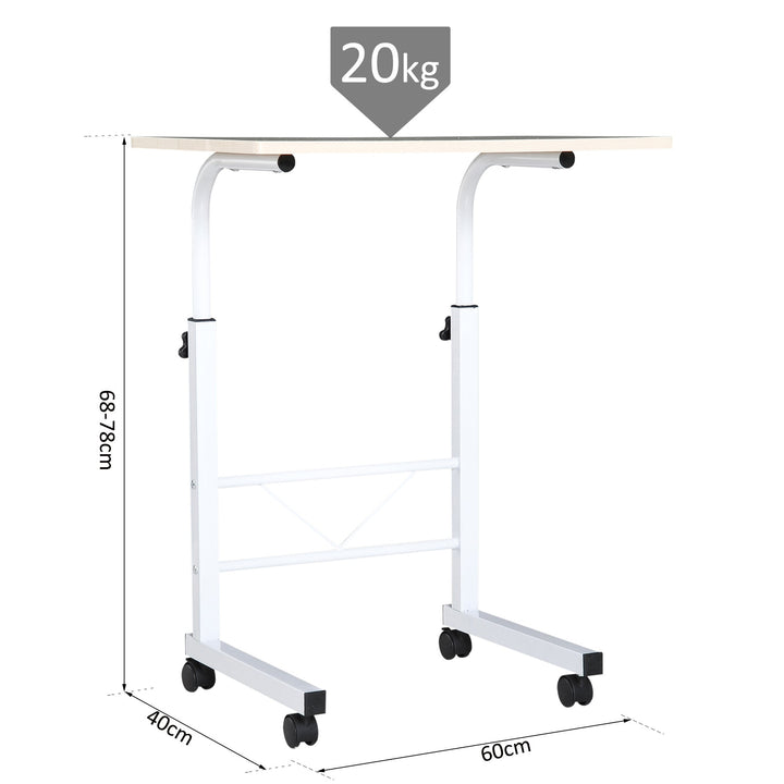 Mesa de computador para Hogar escritorio Altura Ajustável Mesa Compacta com Rodas 60x40x68-78cm Cor Branco