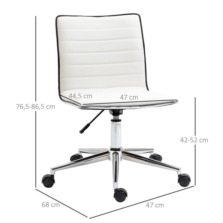 Cadeira de Escritório Ergonômica Giratória com Altura Ajustável Encosto Estofado em Couro Sintético Carga 120kg 47x57x76,5-86,5cm Branco